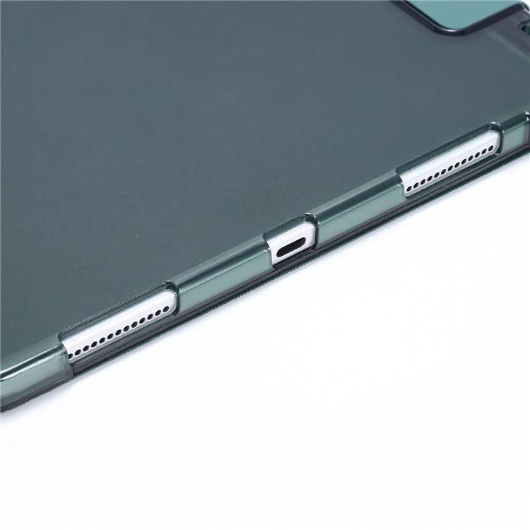 Tri-fold Stand Leather Case with Pen Slot for iPad Air (2020)/Air (2022) Tablet Shell - Dark Green