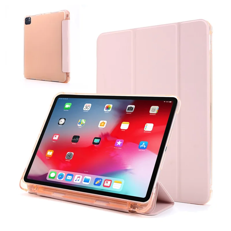 Tri-Fold Stand Leather Case with Pen Slot for iPad Air 11 (2026) / (2025) / (2024) / Air (2022) / (2020) Tablet Shell - Pink