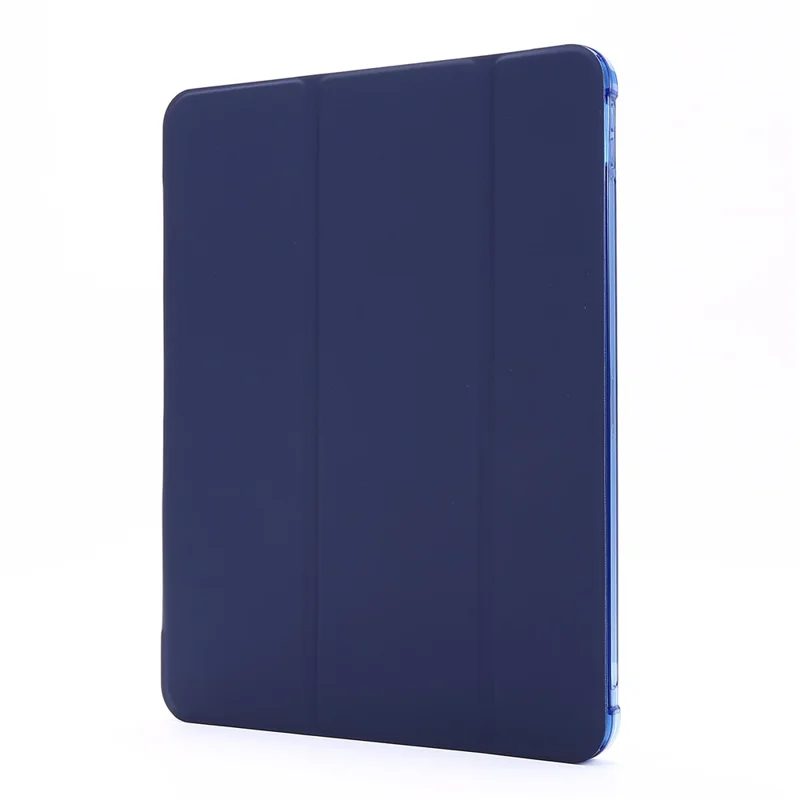 Caixa de Couro de Suporte Com Três Dobras Com Caneta de Caneta Para Ipad Air (2020)/ar (2022) Comprimido de Comprimido - Azul Escuro