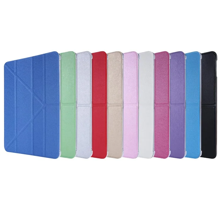 Textura de Seda Origami Stand de Cuero Smart Tableta Shell Para Ipad Air (2020)/Air (2022) - Azul Oscuro