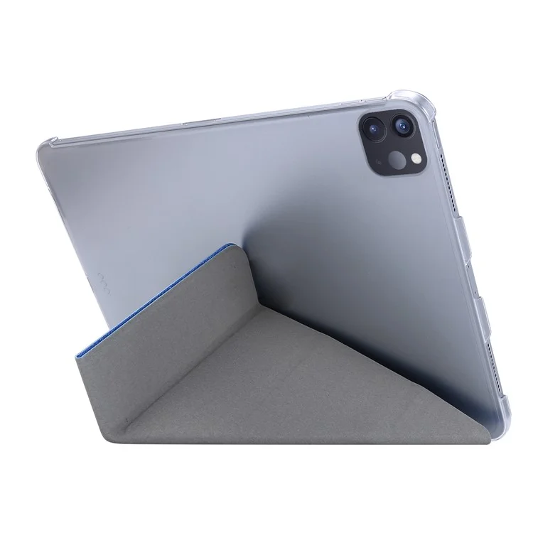 Шелковая Текстура Origami Stand Leather Smart Pablet Cover Shell Для Ipad Air (2020)/Air (2022) - Темно-синий