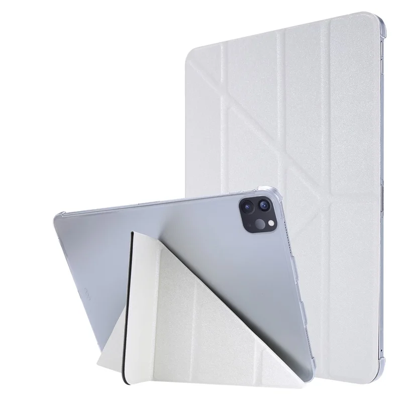 Silk Texture Origami Stand Leather Smart Tablet Cover Shell for iPad Air 11 (2026) / (2025) / (2024) / Air (2022) / (2020) - White