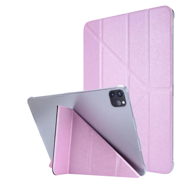 Capa Inteligente de Couro com Textura de Seda e Suporte de Origami para iPad Air 11 (2024) / Air (2022) / (2020) - Rosa
