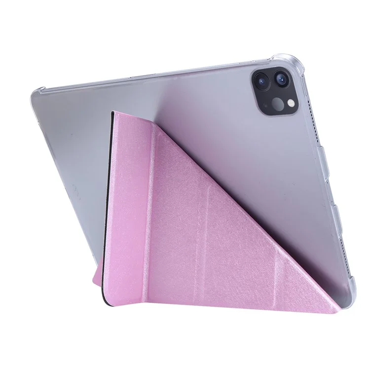 Capa Inteligente de Couro com Textura de Seda e Suporte de Origami para iPad Air 11 (2024) / Air (2022) / (2020) - Rosa