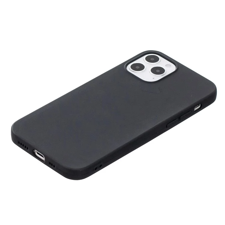 Pure Colour Matte Soft TPU Cover Phone Case for iPhone 12 Pro / iPhone 12 - Black