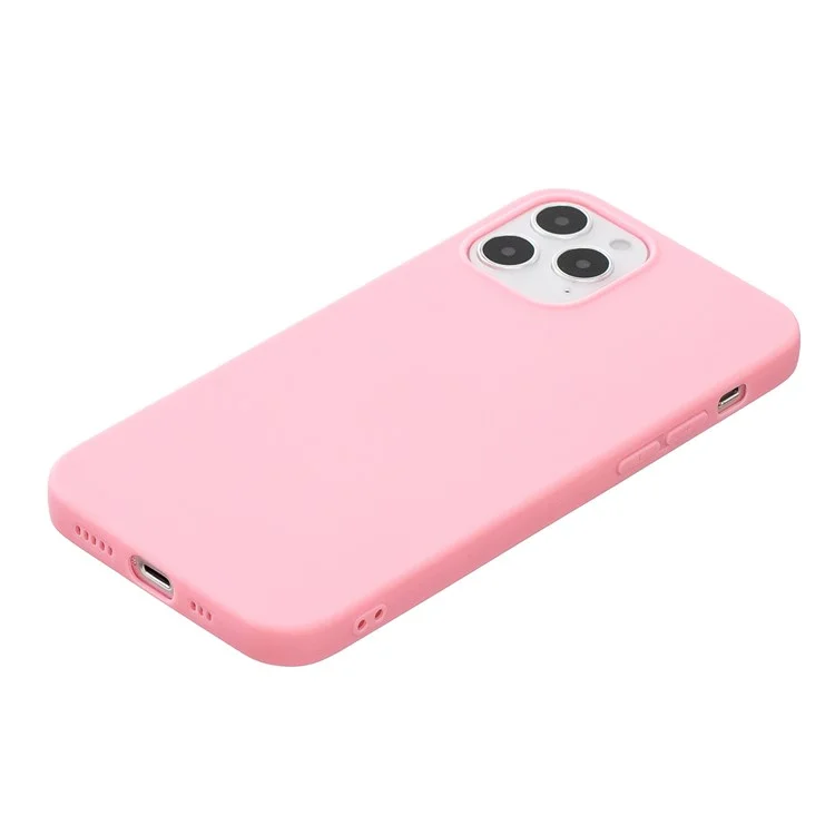 Pure Colour Matte Soft TPU Cover Phone Case for iPhone 12 Pro / iPhone 12 - Pink