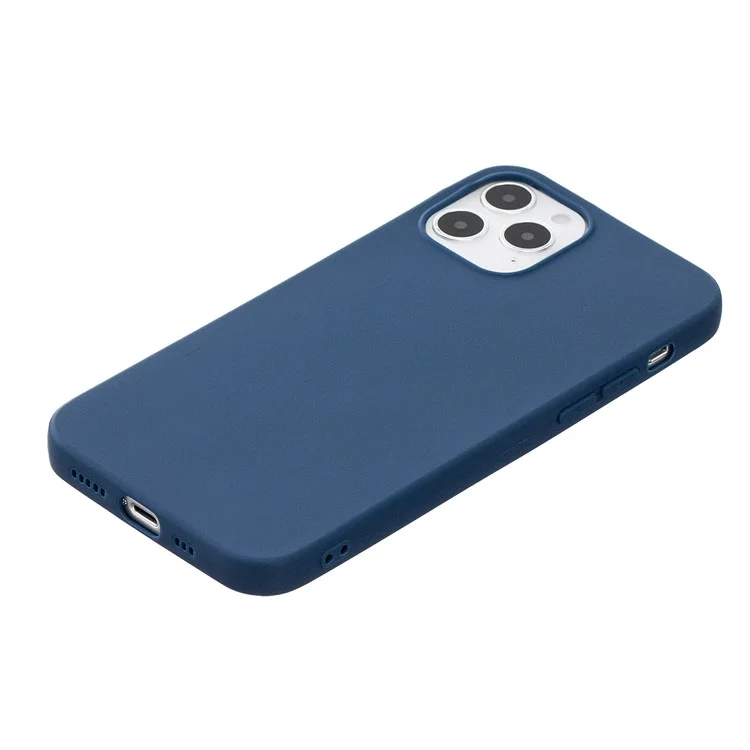 Pure Colour Matte Soft TPU Cover Phone Case for iPhone 12 Pro / iPhone 12 - Dark Blue