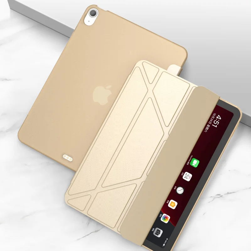 Tri-Fold Stand TPU + Leather Tablet Cover for iPad Air 11 (2026) / (2025) / (2024) / Pro 11 (2018)//Air (2022) / Air (2020) - Gold