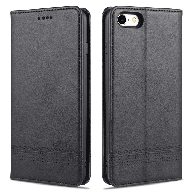 Case de Cuero Autoabsorbido AZNS Para Iphone SE (2020)/SE (2022)/7/8 Cubierta de Soporte de Billetera - Negro