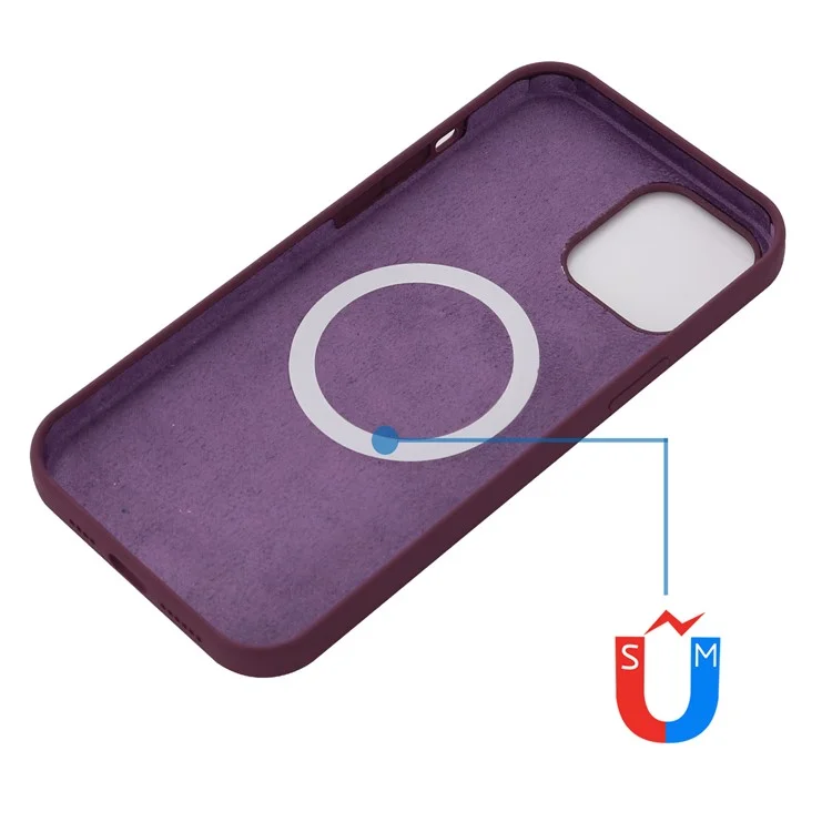 Magnetic Absorption Liquid Silicone Cell Phone Cover [Support Magnetic Wireless Charge]  iPhone 12 Pro Max Magnetic - Wine Red
