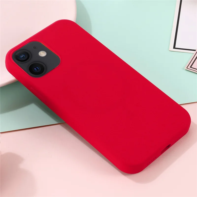 Magnetic Absorption Liquid Silicone Cell Phone Cover [Support Wireless Charge] for iPhone 12 mini Compatible with MagSafe - Red
