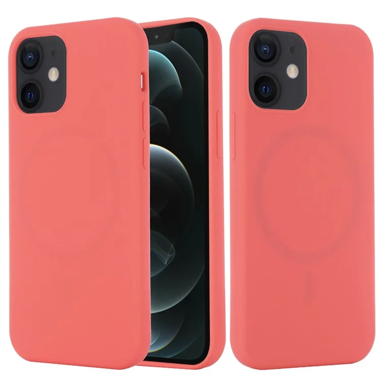 Magnetic Liquid Silicone Case for iPhone 12 mini 5.4 inch Compatible with MagSafe Charging Cell Phone Cover - Hot Pink