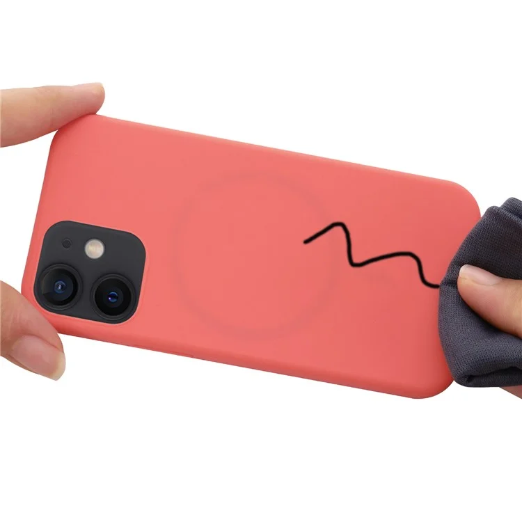 Magnetic Liquid Silicone Case for iPhone 12 mini 5.4 inch Compatible with MagSafe Charging Cell Phone Cover - Hot Pink