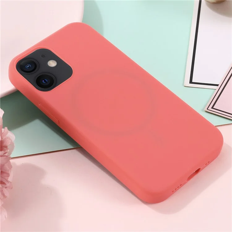 Magnetic Liquid Silicone Case for iPhone 12 mini 5.4 inch Compatible with MagSafe Charging Cell Phone Cover - Hot Pink