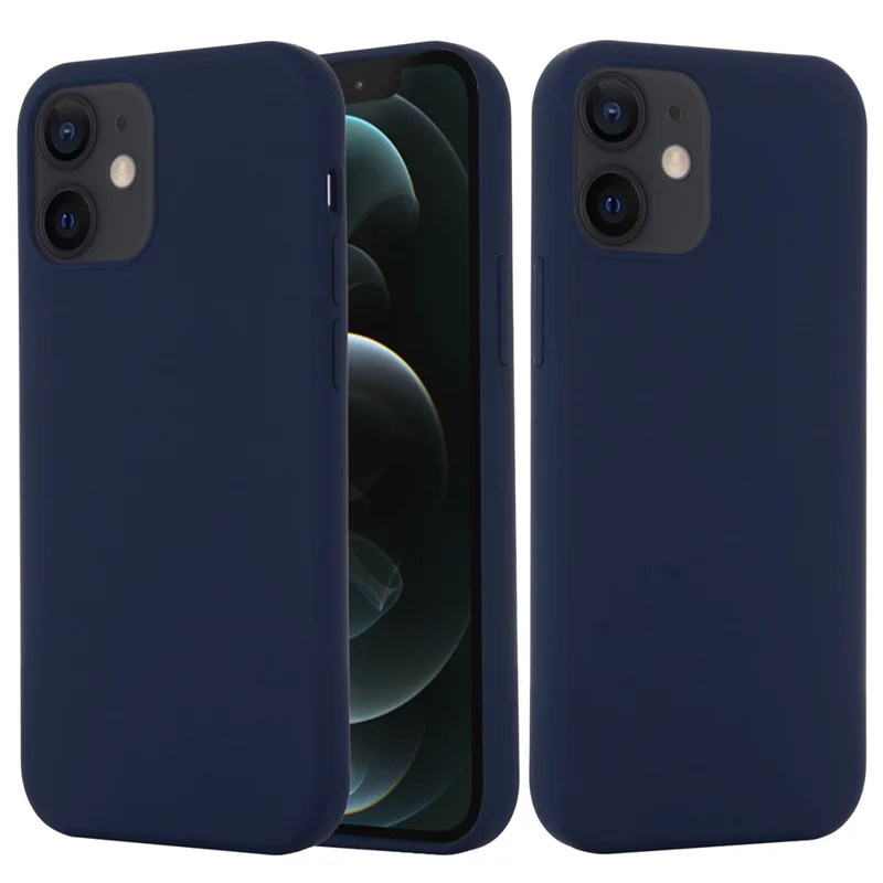 Magnetic Liquid Silicone Case for iPhone 12 mini 5.4 inch Compatible with MagSafe Charging Cell Phone Cover - Navy Blue