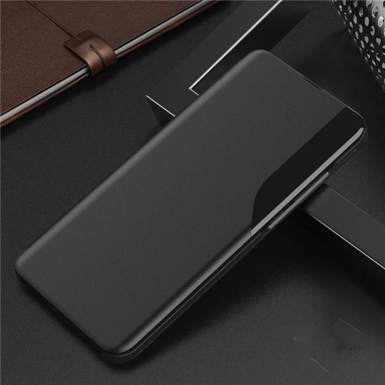 View Window Shell for iPhone SE (2020)/SE (2022)/7/8 Leather Stand Case - Black