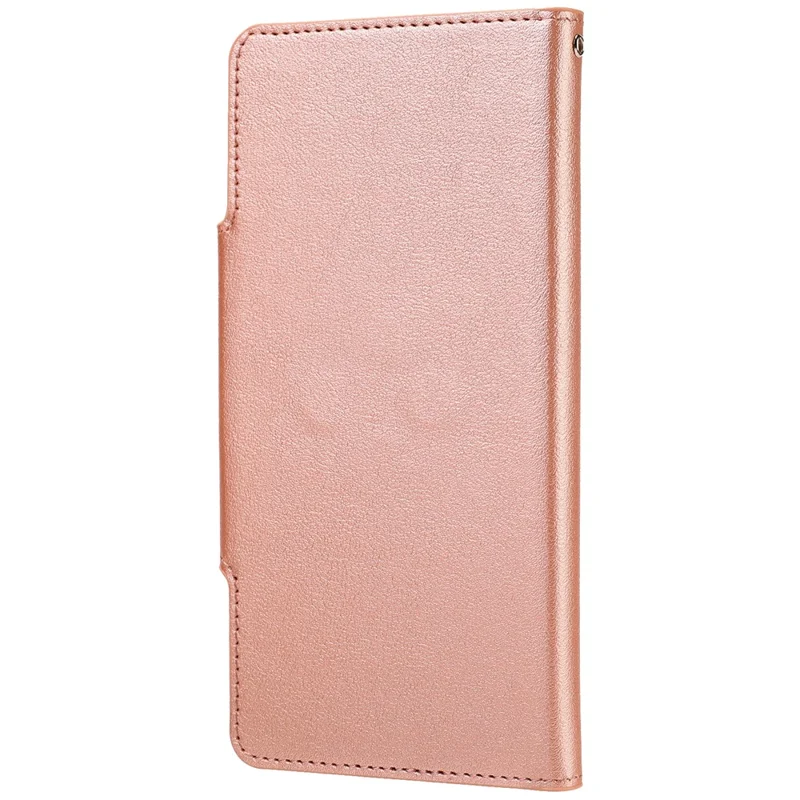 PU Leather Wallet Cell Phone Shelf Cover with Detachable Inner TPU Case for iPhone 12 Pro / iPhone 12 - Rose Gold