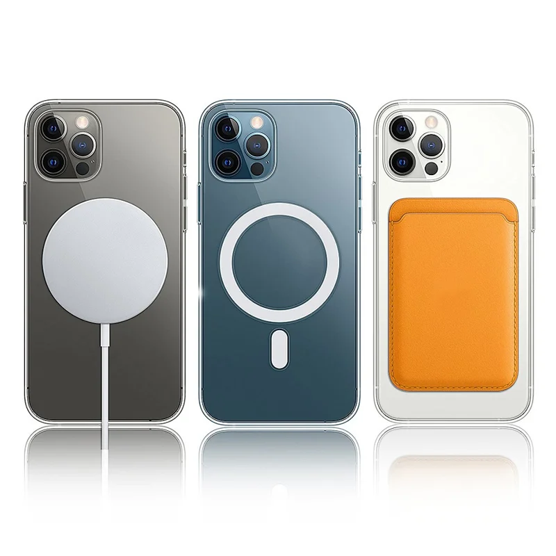Magnetic Cover for iPhone 11 6.1 inch Transparent TPU+PC Combo Case