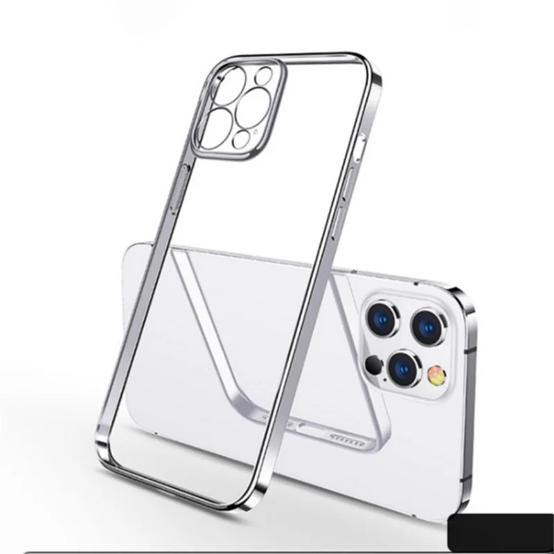 SULADA Ultra Thin Clear TPU + Electroplating Frame Phone Case with Precise Hole Opening for iPhone 12 - Silver