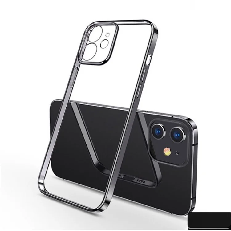 Abrigo Preciso Sulada Ultra Delgada Apertura De La Caja TPU Transparente Con Marco De Galvanoplastia Para IPhone 11 6.1 Pulgadas - Negro