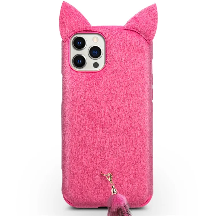 Capa de Telefone Revestida de Pelúcia QIALINO para iPhone 12/12 Pro - Rosa