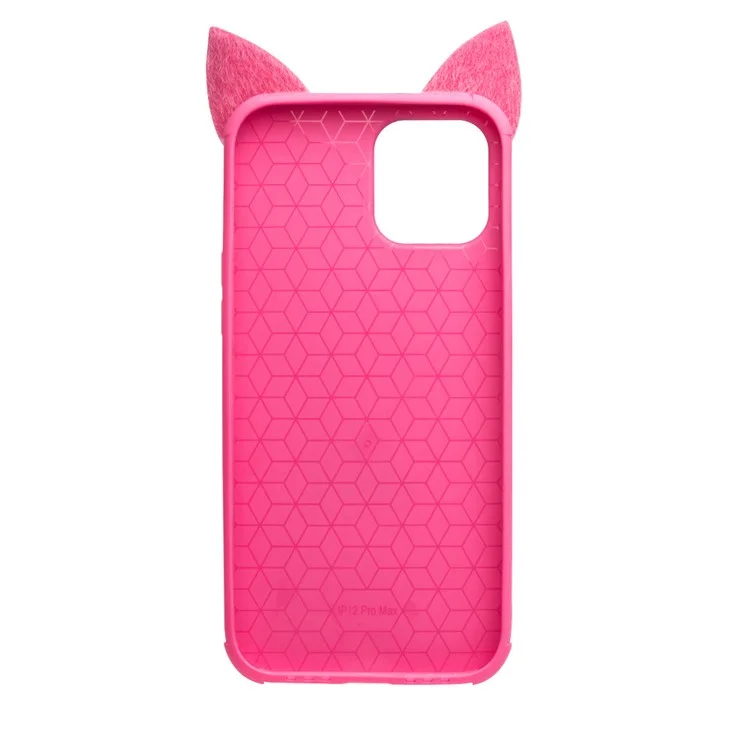 Capa de Telefone Revestida de Pelúcia QIALINO para iPhone 12/12 Pro - Rosa