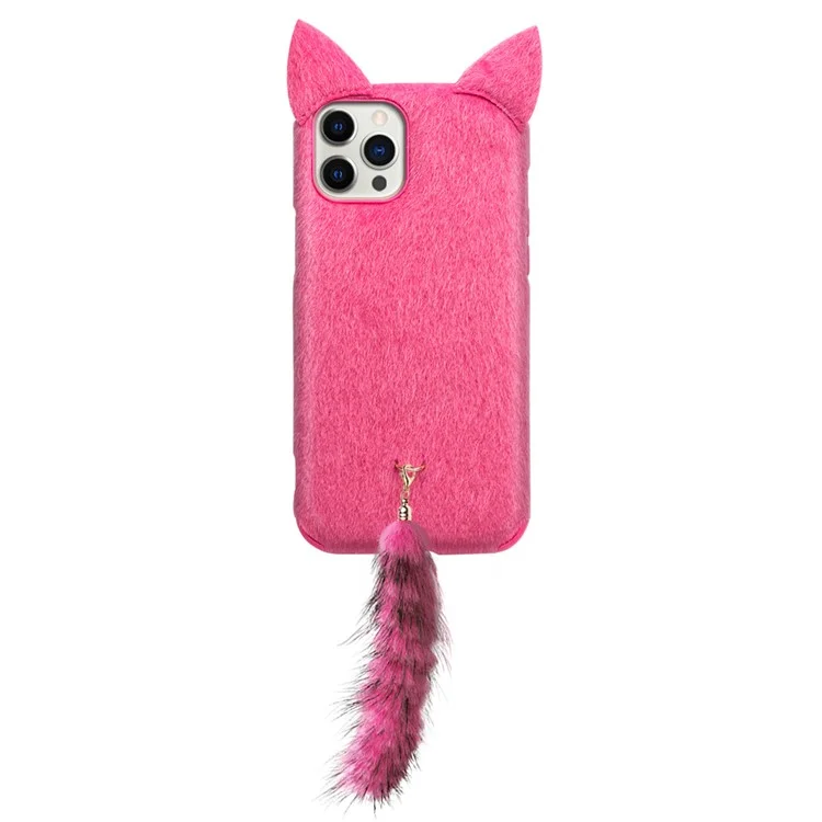 Capa de Telefone Revestida de Pelúcia QIALINO para iPhone 12/12 Pro - Rosa