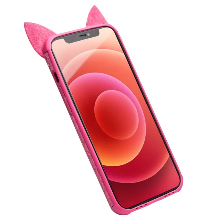 Capa de Telefone Revestida de Pelúcia QIALINO para iPhone 12/12 Pro - Rosa