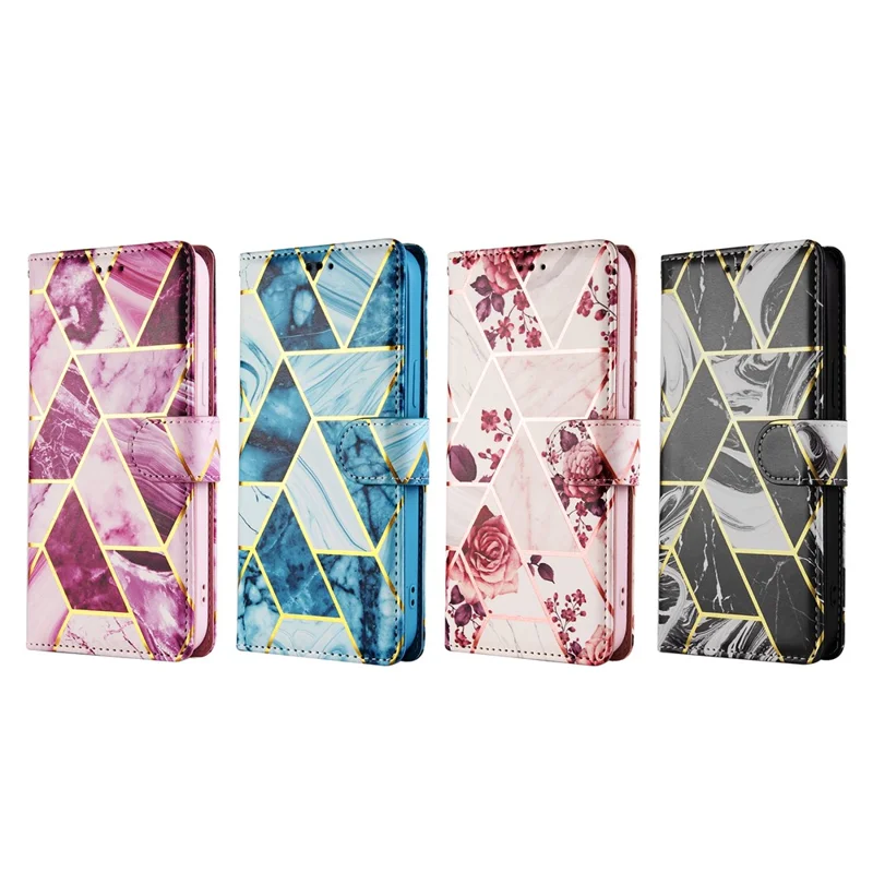 For iPhone 12 mini Marbel Pattern Lacquered Leather Protection Case - Black