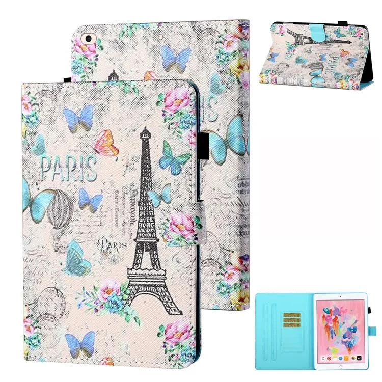 Universal Pattern Printing Leather Tablet Case for iPad 9.7-inch (2017)/(2018)/iPad Air (2013)/Air 2 - Eiffel Tower
