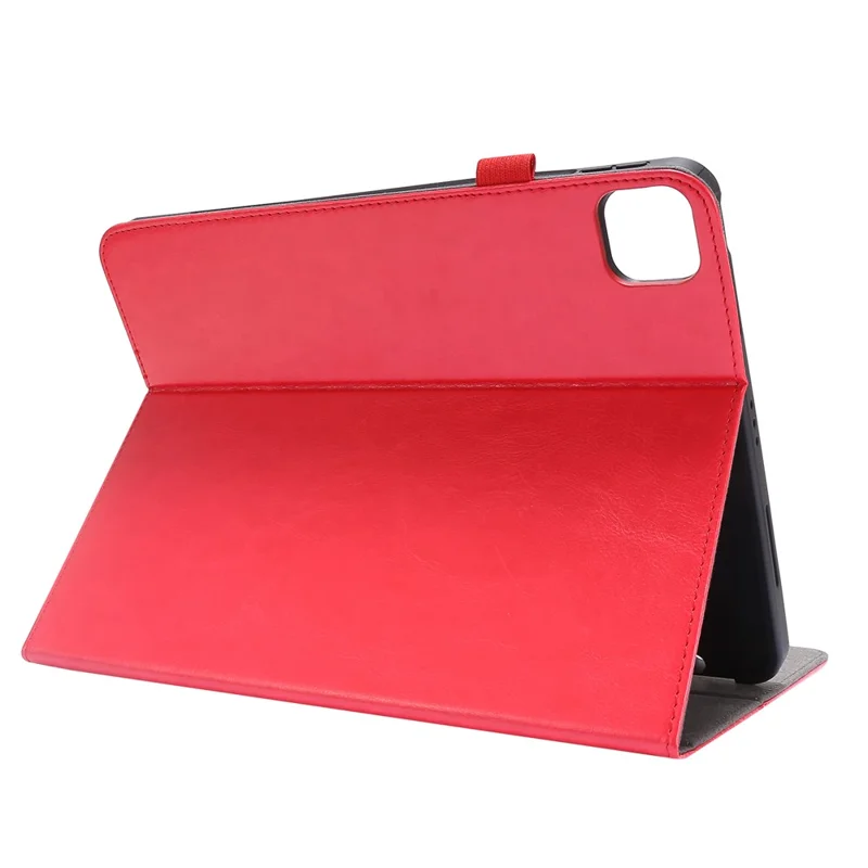 Crazy Horse Texture Two-Fold Design Leather Case for iPad Air (2020) / Air (2022) / iPad Pro 11-inch (2020) (2021) (2022) - Red
