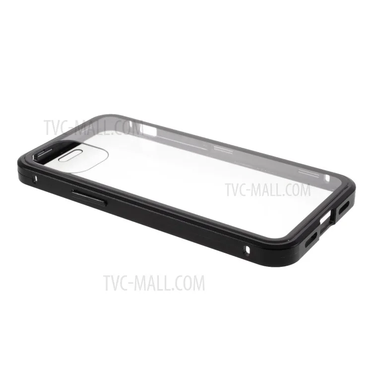 Double-sided Tempered Glass + Magnetic Absorption Metal Frame Phone Case for iPhone 12 mini - Black