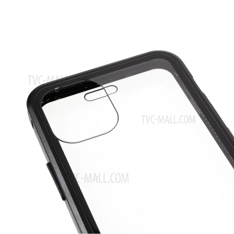 Double-sided Tempered Glass + Magnetic Absorption Metal Frame Phone Case for iPhone 12 mini - Black