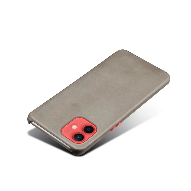 Precise Hole Opening PU Leather Coated PC Phone Back Case for iPhone 12 mini - Grey