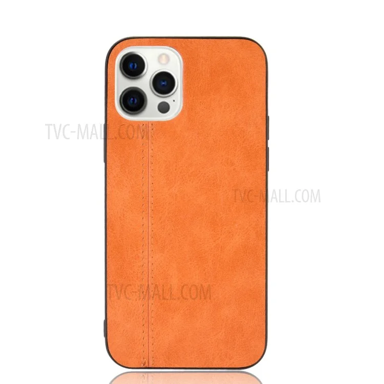 PU Leather Coated PC + TPU Hybrid Case for iPhone 12 Pro Max - Brown