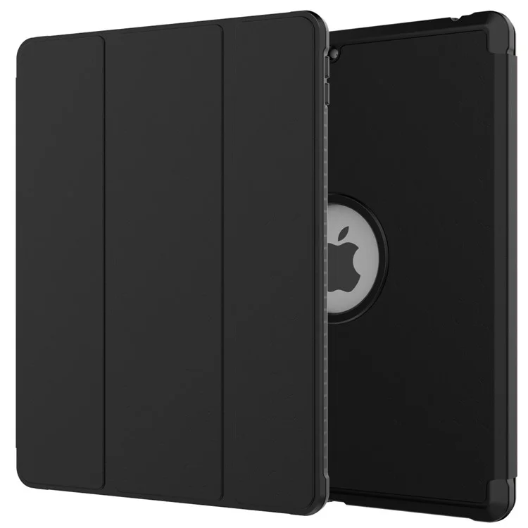 Tri-fold Stand for iPad 10.2 (2021)/(2020)/(2019) PU Leather Tablet Cover with Pen Holder - Black