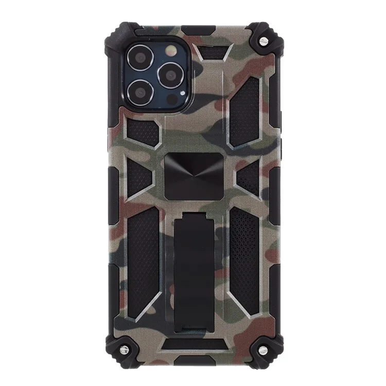Camouflage Design Shock Absorption Phone Protective Shell for iPhone 12 Pro Max - Army Green