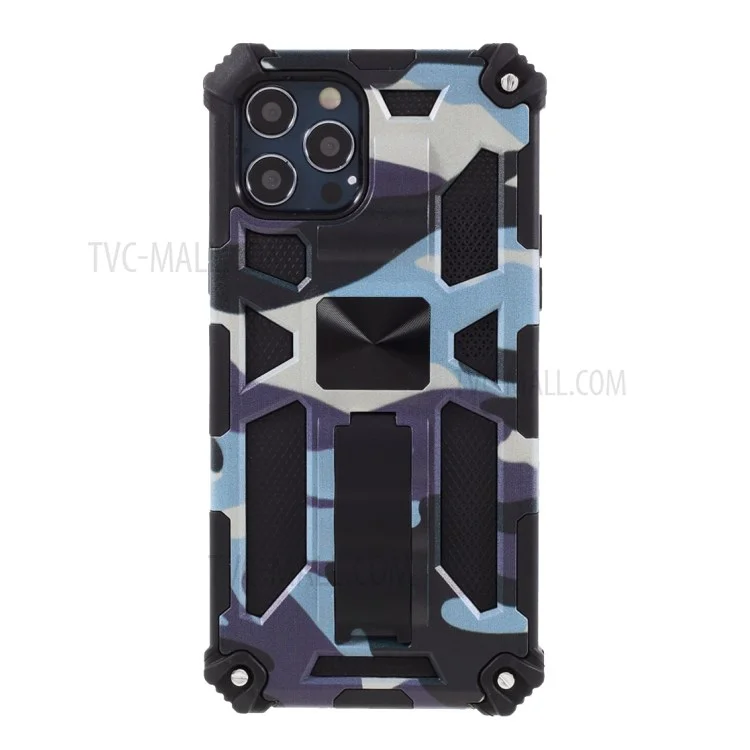 Camouflage Design Shock Absorption Phone Protective Shell for iPhone 12 Pro Max - Navy Blue