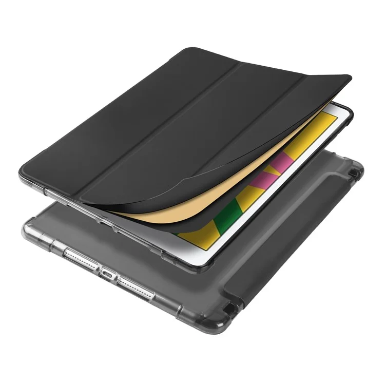 Tri-fold Leather Stand Tablet Case Cover Shell for iPad 10.2 (2020) / iPad 8th Gen / iPad (8th generation) - Черный