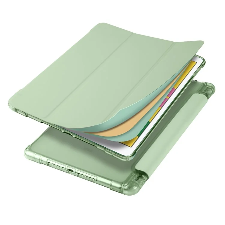 Tri-fold Leather Stand Tablet Case Cover Shell for iPad 10.2 (2020) / iPad 8th Gen / iPad (8th generation) - Green