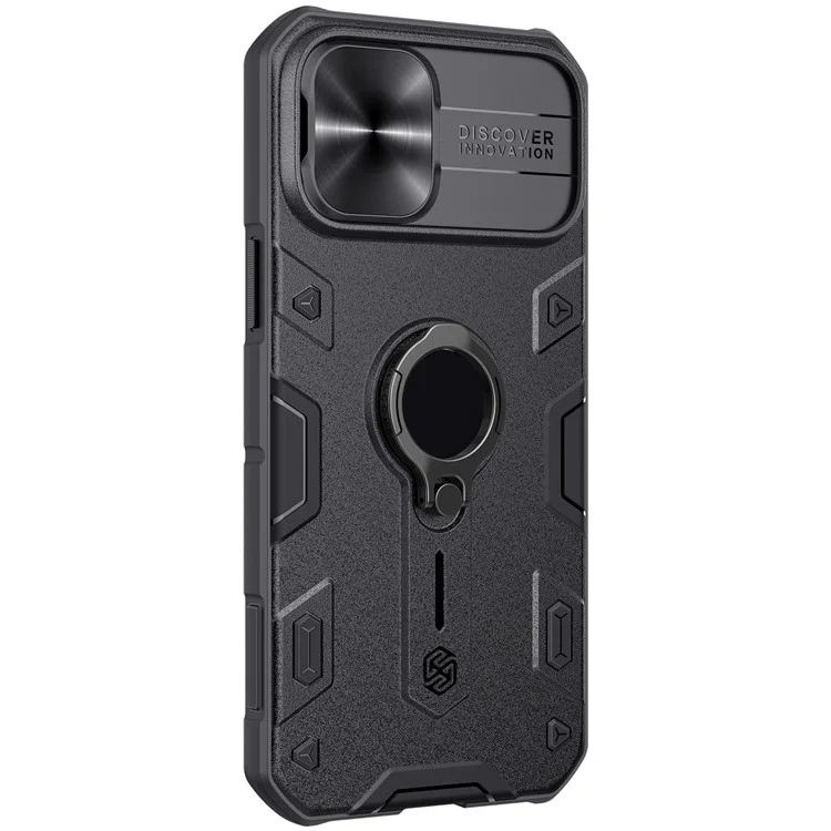 NILLKIN CamShield Armor Case für iPhone 12 Pro Max Hybrid Handyhülle mit Ring-Ständer - Schwarz
