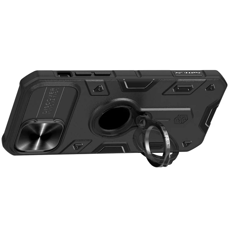 NILLKIN CamShield Armor Case für iPhone 12 Pro Max Hybrid Handyhülle mit Ring-Ständer - Schwarz