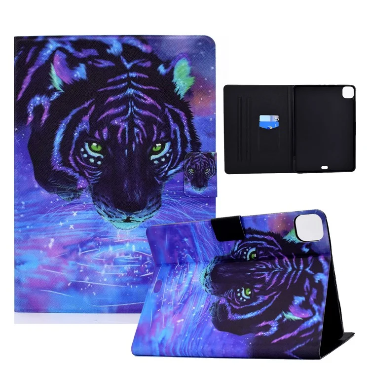 Capa de Tablet com Estampa de Couro PU para iPad Pro 11 polegadas (2021) / Air 11 (2024) / Air (2020) / Air (2022) - Tigre