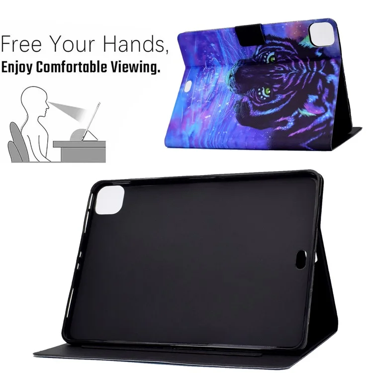 Capa de Tablet com Estampa de Couro PU para iPad Pro 11 polegadas (2021) / Air 11 (2024) / Air (2020) / Air (2022) - Tigre