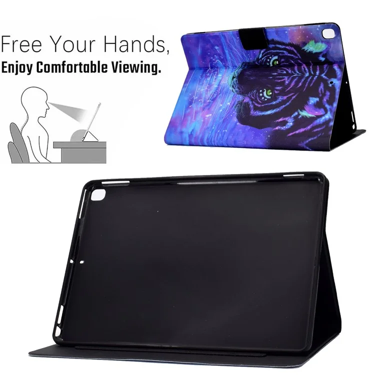 TPU + PU Leather Pattern Printing Stand Card Holder Tablet Case for iPad 10.2 (2021)/(2020)/(2019) - Tiger