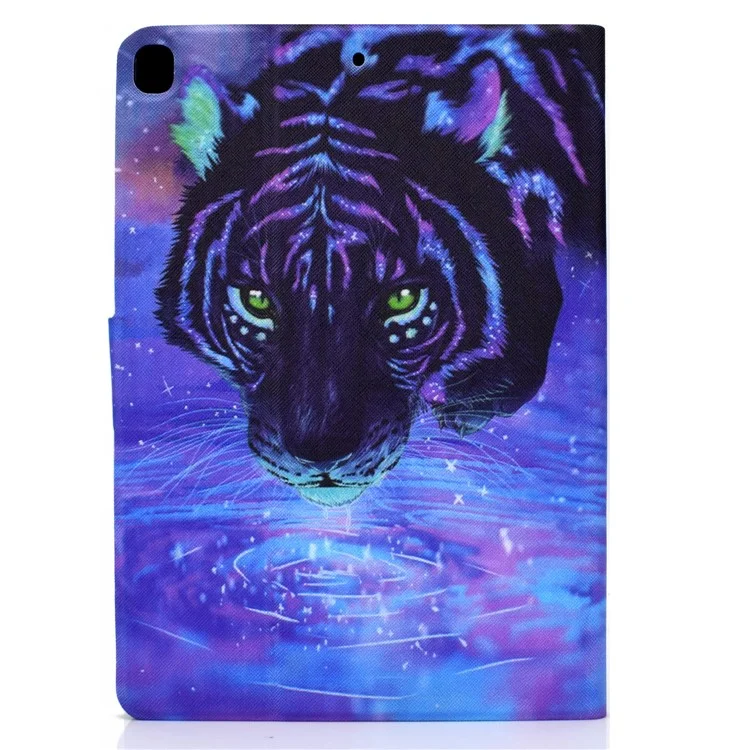 TPU + PU Leather Pattern Printing Stand Card Holder Tablet Case for iPad 10.2 (2021)/(2020)/(2019) - Tiger
