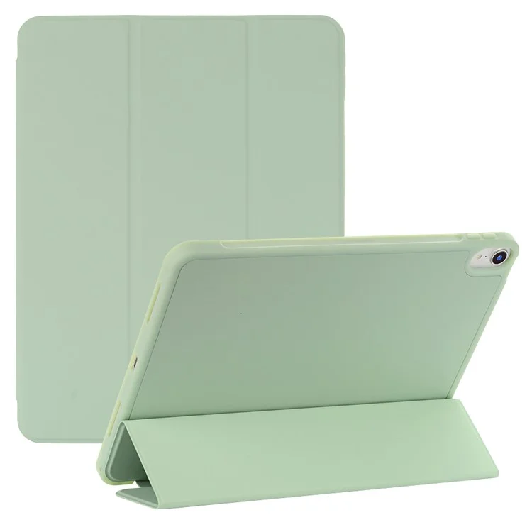 Sleep / Wake Function Smooth-Feeling Tri-Fold Stand Leather Case with Pen Slot for iPad Air 11 (2025) / (2024) / Air (2020) / Air (2022) - Light Green
