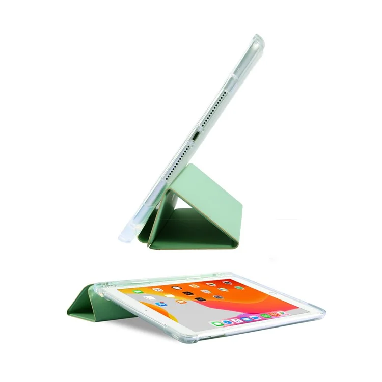 Leather Cover + Transparent TPU Inner Case with Pen Slot for iPad Air (2020)/Pro 11-inch (2018) - Light Green
