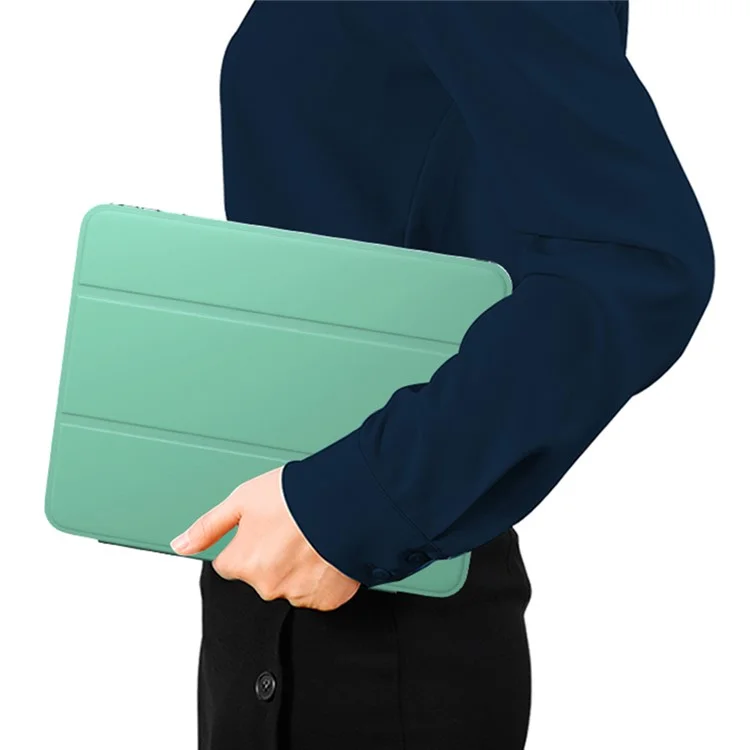 Cubierta de Cuero + Case Interna Transparente de TPU Con Ranura Para Lápiz Para Ipad Air (2020)/Pro 11 Pulgadas (2018) - Verde Claro