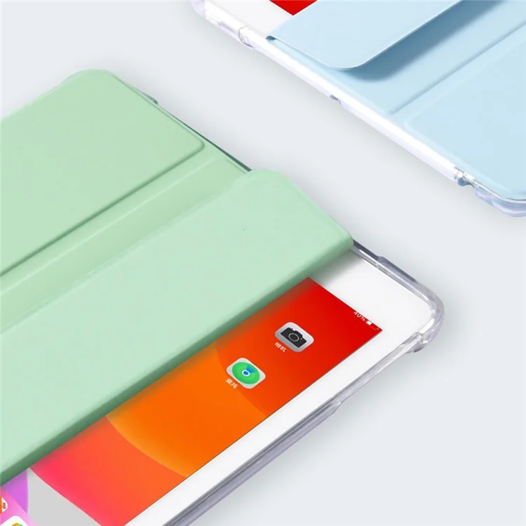 Leather Cover + Transparent TPU Inner Case with Pen Slot for iPad Air (2020)/Pro 11-inch (2018) - Light Green